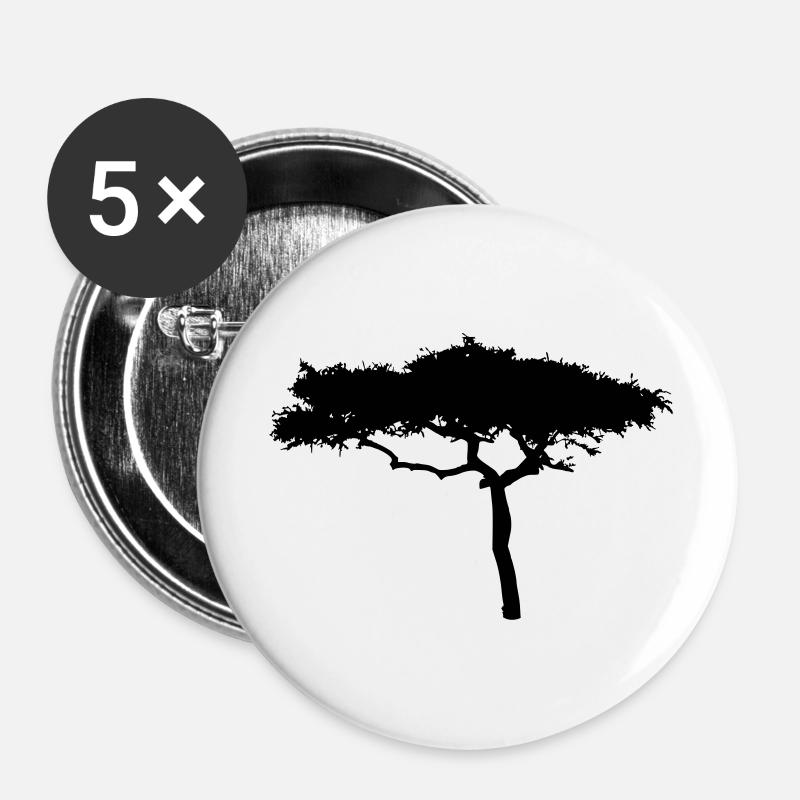 Afrika Savanne Baum - Buttons groß 56 mm (5er Pack) - Weiß