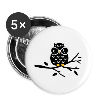 Chouette - Lot de 5 grands badges (56 mm) - blanc - Devant