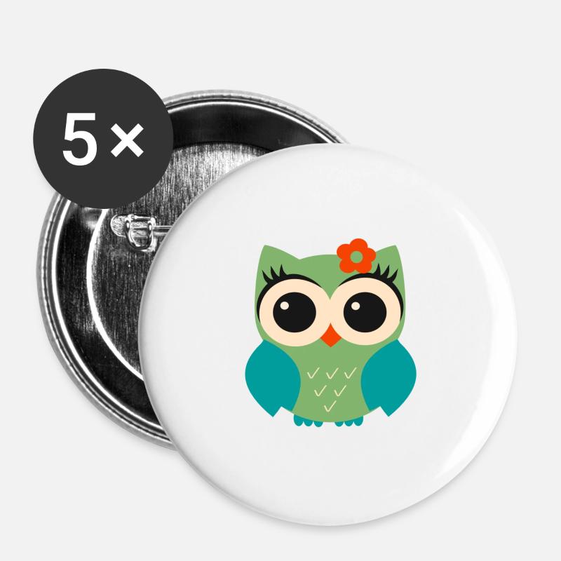 Bird Color - Buttons large 2.2''/56 mm (5-pack) - white