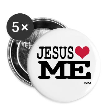 jesus loves me - Lot de 5 grands badges (56 mm) - blanc - Devant
