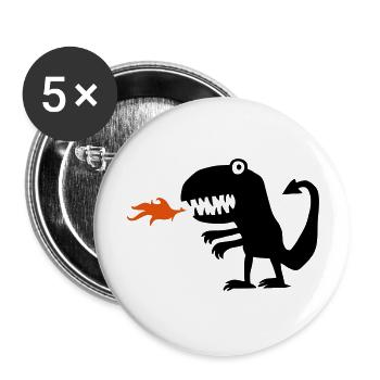 Drache - Buttons groß 56 mm (5er Pack) - Weiß - Vorne