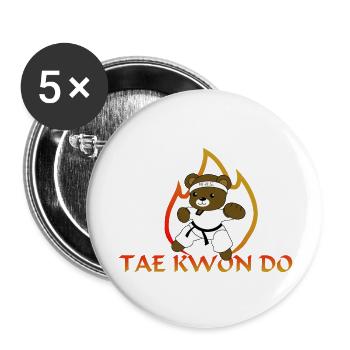 Taekwondo - Buttons groß 56 mm (5er Pack) - Weiß - Vorne