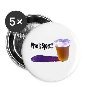 sport - Lot de 5 grands badges (56 mm) - blanc - Devant