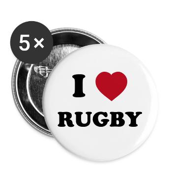 I Love Rugby - Buttons large 2.2''/56 mm (5-pack) - white - Front