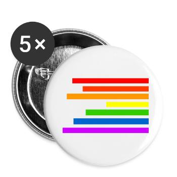 Regenbogen - Buttons groß 56 mm (5er Pack) - Weiß - Vorne
