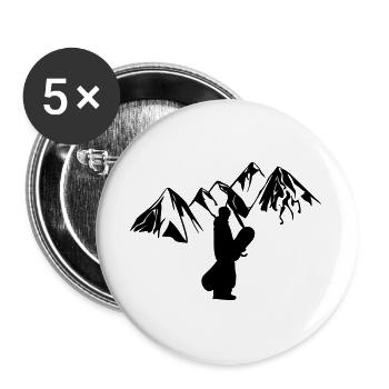 Mountain snowboarder - Buttons large 2.2''/56 mm (5-pack) - white - Front