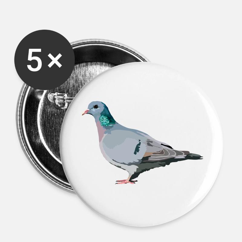 Hohltaube - Buttons groß 56 mm (5er Pack) - Weiß