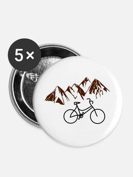 Altes Fahrrad vor Bergen - Buttons groß 56 mm (5er Pack) - Weiß