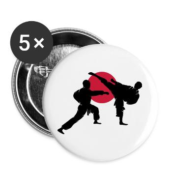 two karate fighter - Buttons large 2.2''/56 mm (5-pack) - white - Front