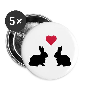 Love Hasen - Buttons groß 56 mm (5er Pack) - Weiß - Vorne