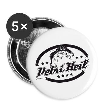 Petri Heil - Buttons groß 56 mm (5er Pack) - Weiß - Vorne