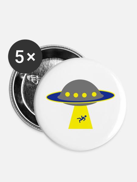Aliens - Buttons groß 56 mm (5er Pack) - Weiß