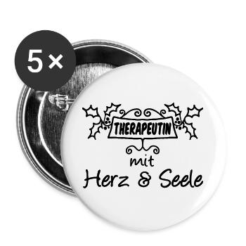 Therapeutin Herz & Seele Geschenk - Buttons groß 56 mm (5er Pack) - Weiß - Vorne