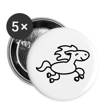 Pferd springt - line - Buttons groß 56 mm (5er Pack) - Weiß - Vorne