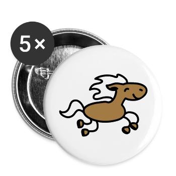 Saute cheval - Lot de 5 grands badges (56 mm) - blanc - Devant