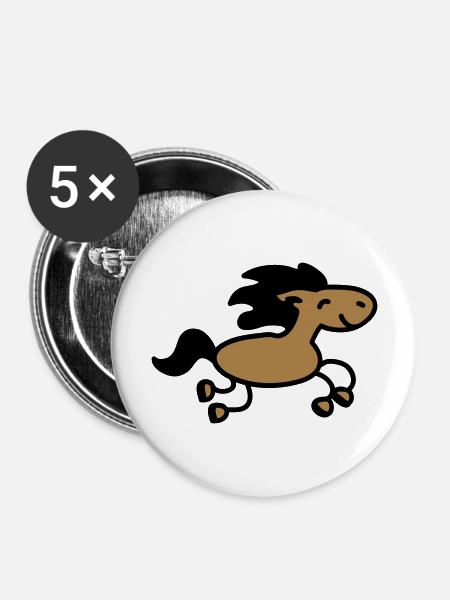 Pferd springt 2 - Buttons groß 56 mm (5er Pack) - Weiß