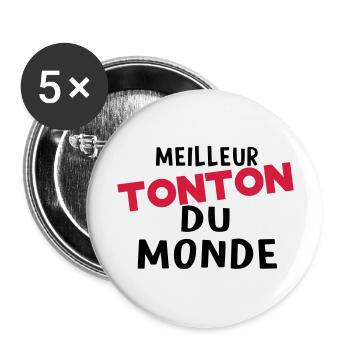 meilleur tonton dU MONDE - Lot de 5 grands badges (56 mm) - blanc - Devant
