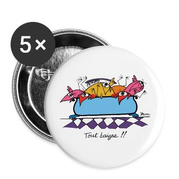 Tout baigne !! - Lot de 5 grands badges (56 mm) - blanc - Devant