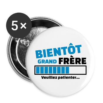 bientôt grand frère - Lot de 5 grands badges (56 mm) - blanc - Devant