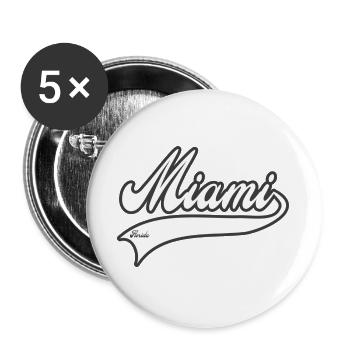 Miami Florida typographie style baseball college - Lot de 5 grands badges (56 mm) - blanc - Devant