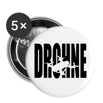 Drohne Text 1 - Buttons groß 56 mm (5er Pack) - Weiß - Vorne