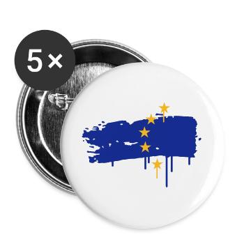 Drapeau européen peinture avec un coup de pinceau - Lot de 5 grands badges (56 mm) - blanc - Devant