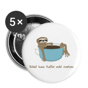 Schlaf kann Kaffee nicht ersetzen - Buttons groß 56 mm (5er Pack) - Weiß - Vorne
