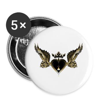breizh hearts wing ermine Breton crown - Buttons large 2.2''/56 mm (5-pack) - white - Front