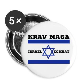 Krav Maga - Buttons groß 56 mm (5er Pack) - Weiß - Vorne
