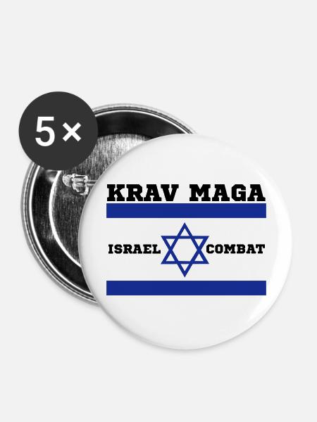 Krav Maga - Buttons groß 56 mm (5er Pack) - Weiß