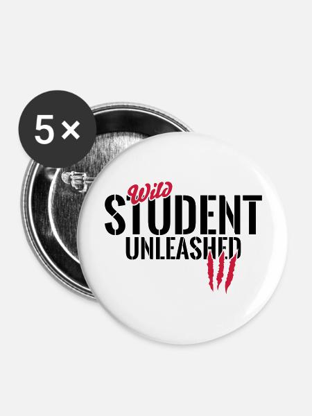 Wilder Student entfesselt - Buttons groß 56 mm (5er Pack) - Weiß