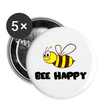 bee happy - Buttons groß 56 mm (5er Pack) - Weiß - Vorne