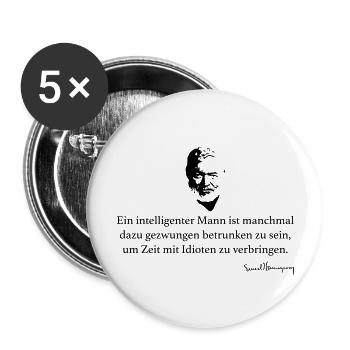 Hemingway: Ein intelligenter Mann ist manchmal da - Buttons groß 56 mm (5er Pack) - Weiß - Vorne