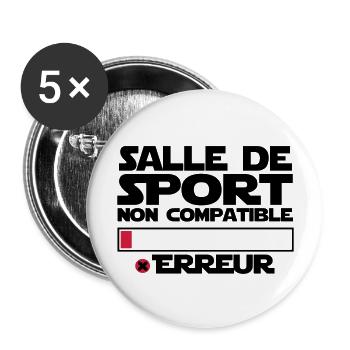salle de sport NON compatible - Lot de 5 grands badges (56 mm) - blanc - Devant
