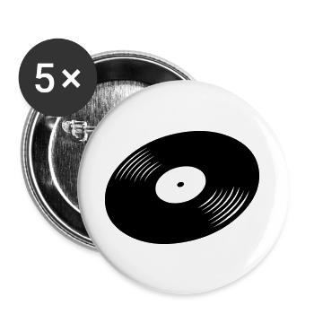 Schallplatte, Vinyl, Record - Buttons groß 56 mm (5er Pack) - Weiß - Vorne