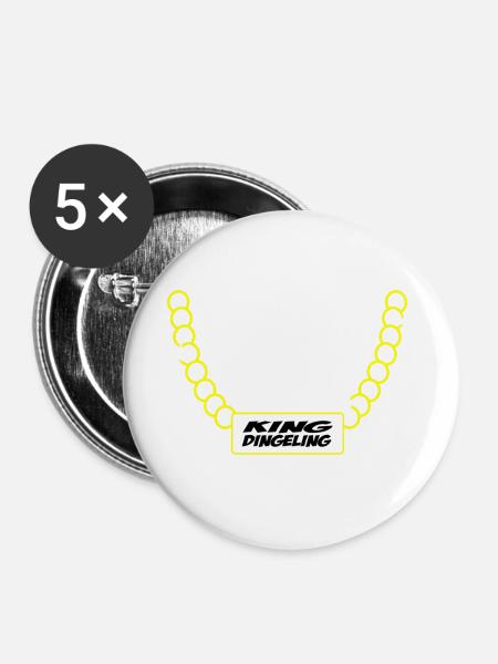 king dingeling - Buttons groß 56 mm (5er Pack) - Weiß