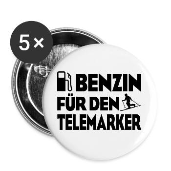 Benzin Telemarker - Buttons groß 56 mm (5er Pack) - Weiß - Vorne