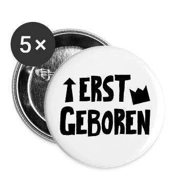 Zwillingsbody "Erstgeboren" - Buttons groß 56 mm (5er Pack) - Weiß - Vorne