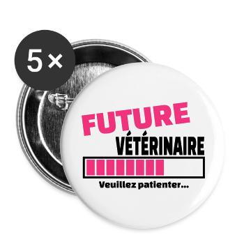 future vétérinaire - Lot de 5 grands badges (56 mm) - blanc - Devant