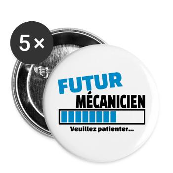 futur mécanicien - Lot de 5 grands badges (56 mm) - blanc - Devant