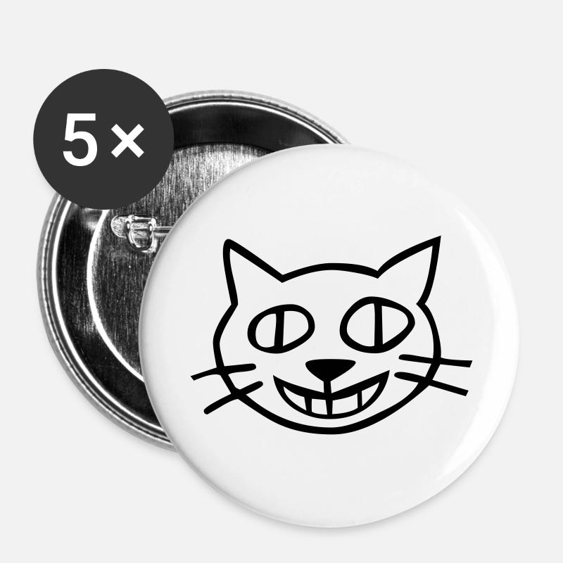 cat kids animal - Buttons large 2.2''/56 mm (5-pack) - white