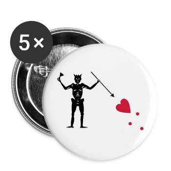 Pirate Flag of Blackbeard (Edward Teach) - Buttons large 2.2''/56 mm (5-pack) - white - Front