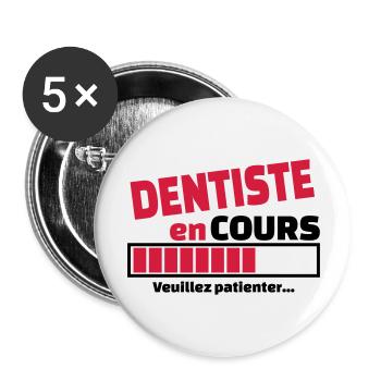 dentiste en cours - Lot de 5 grands badges (56 mm) - blanc - Devant