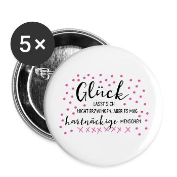 Glück... - Buttons groß 56 mm (5er Pack) - Weiß - Vorne