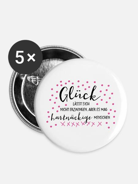 Glück... - Buttons groß 56 mm (5er Pack) - Weiß