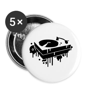 Un tourne-disque - Lot de 5 grands badges (56 mm) - blanc - Devant