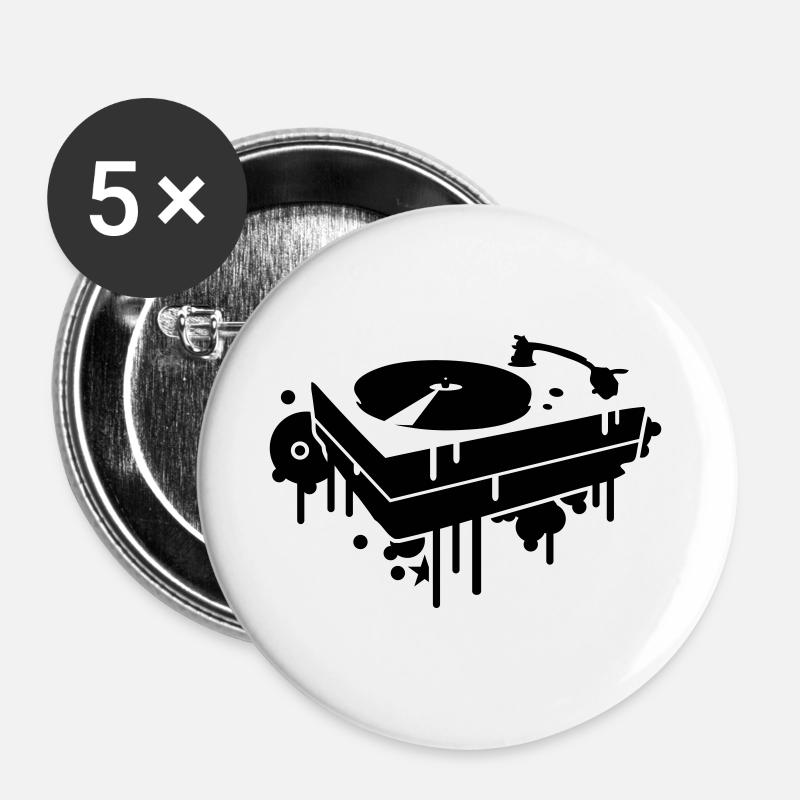 A record player - Buttons large 2.2''/56 mm (5-pack) - white