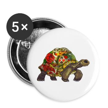 Turtle Tattoo - white contour - Lot de 5 grands badges (56 mm) - blanc - Devant