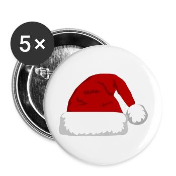 Weihnachtsmann Mütze - Buttons groß 56 mm (5er Pack) - Weiß - Vorne