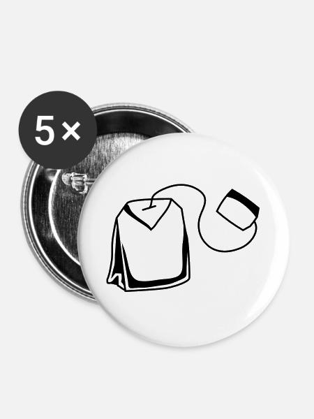 teebeutel - Buttons groß 56 mm (5er Pack) - Weiß